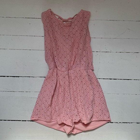 Charlotte Russe Pants - Charlotte Russe Pink Lace Romper